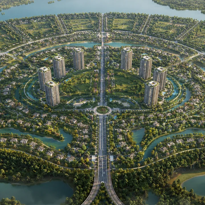 Embassy Biome aerial view of the 200-acre township