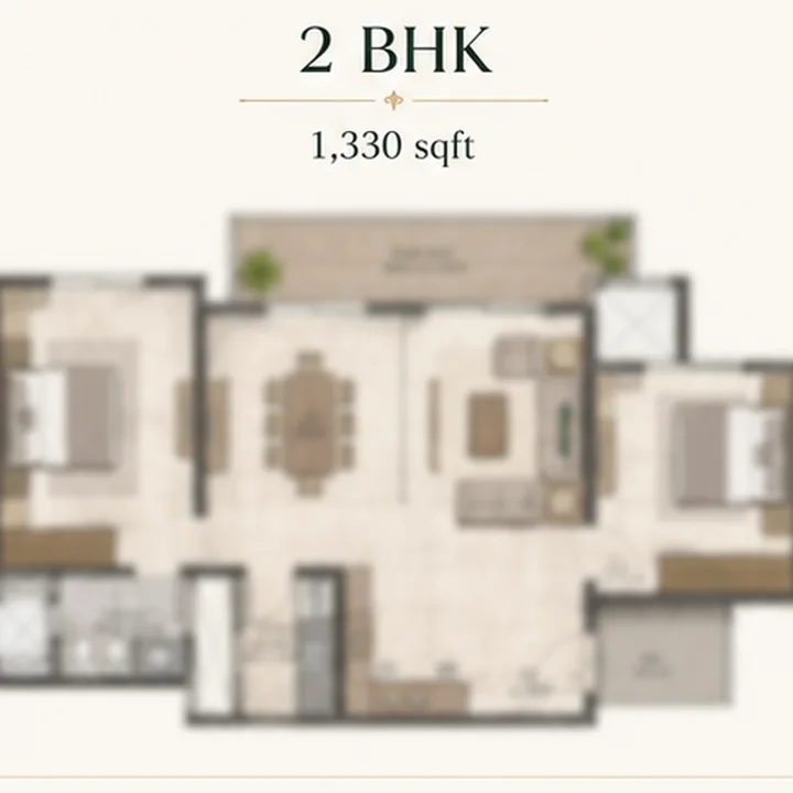 Embassy Biome 2 BHK floor plan layout
